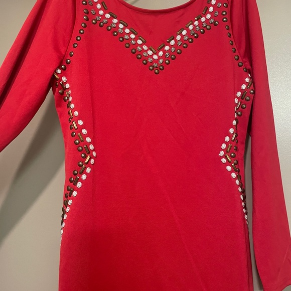 Esley Red Studded Dress sz Large - Picture 2 of 6